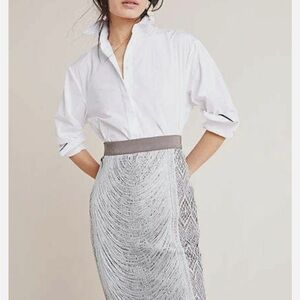 Byron Lars Silver and Gray Pencil Skirt